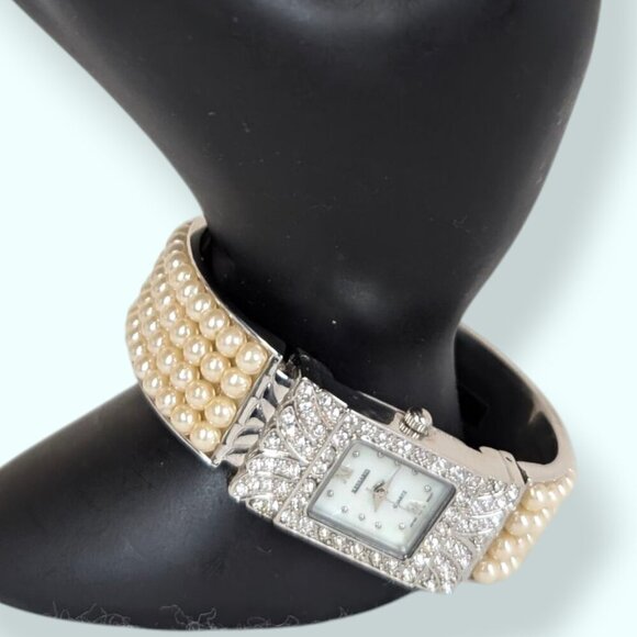 Vintage Kessaris Faux Pearl Bracelet & Watch Set - Picture 2 of 13